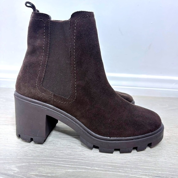 Splendid Shoes - Splendid Melisa‎ Chelsea Boots Womens 9M Brown Suede Lug Sole Block Heel Booties